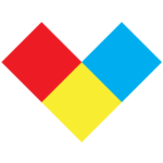 A "V" shaped graphic comprised of primary colors (red, yellow, blue), as the logo icon of the SceneLight® plugin by Colorcubic.