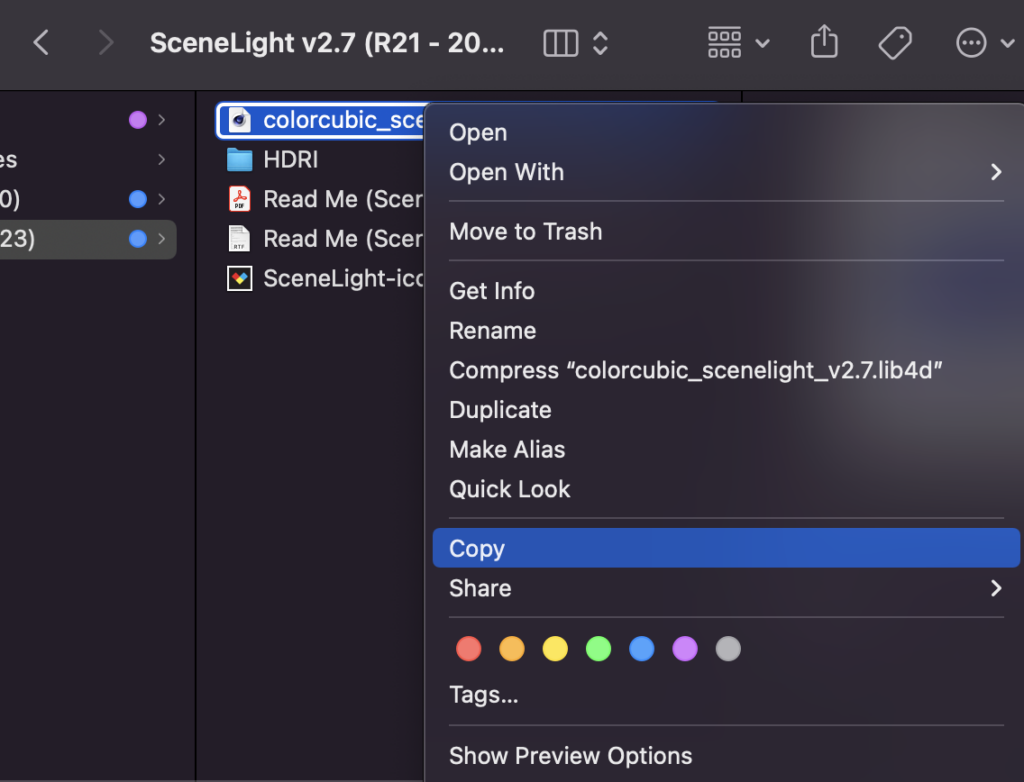 Copy colorcubic_scenelight_v2.7.lib4d